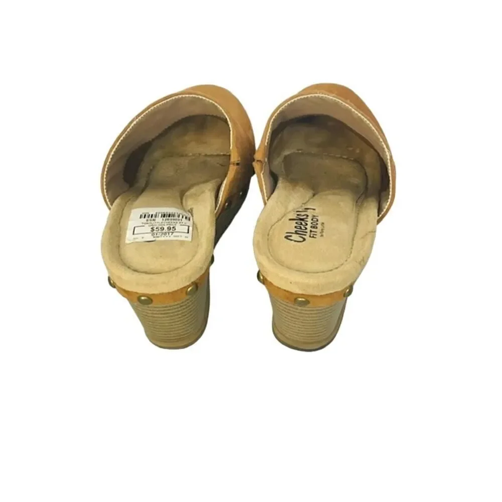 Cheeks Fitbody by Tony Little Cognac Brown Studded Clogs Suede Women’s Size 6.5M
